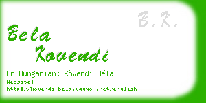 bela kovendi business card