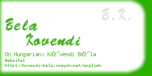 bela kovendi business card